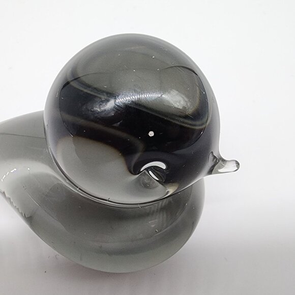 Swedish Art Glass Bird Figure Reijmyure Glasbruk Smokey Gray VTG 2.75" - Picture 8 of 9